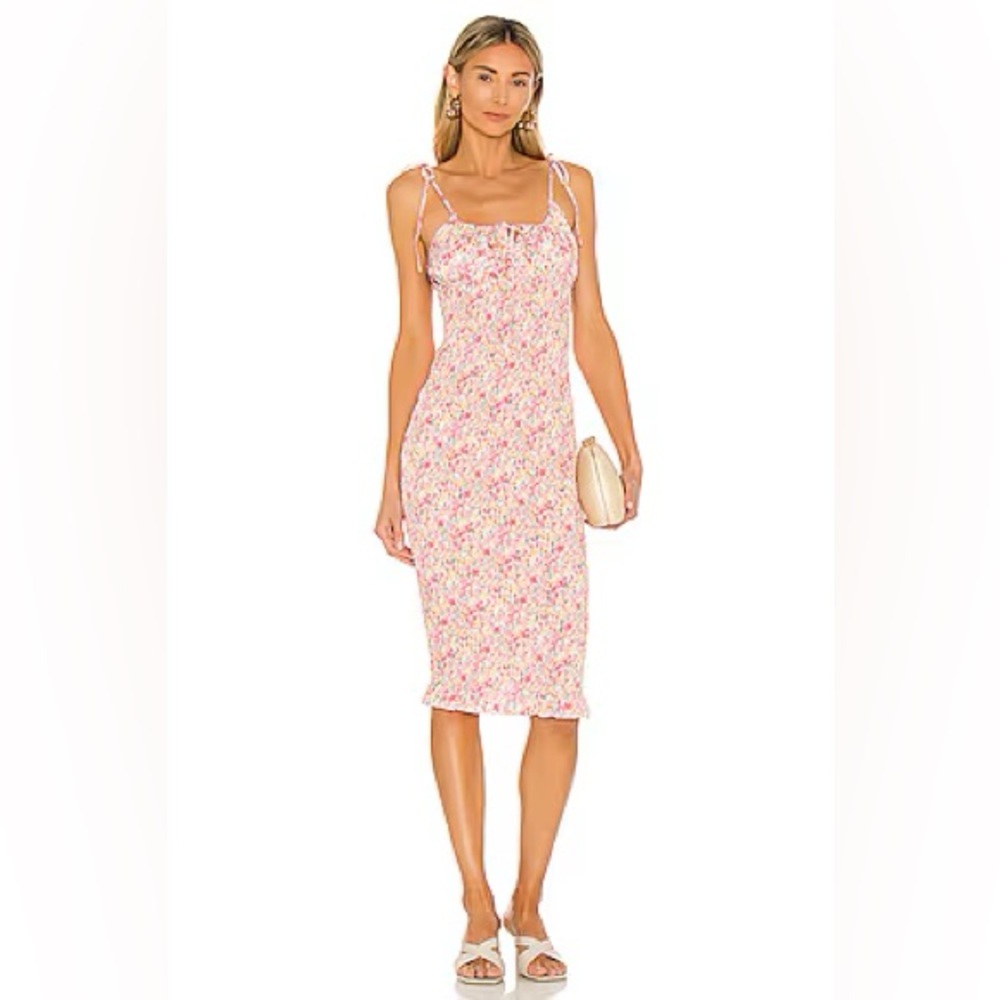 SNDYS NWT Newport Bodycon Midi Dress in Sunset Floral Pink Size 2